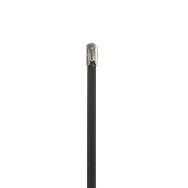 Panduit Cable Tie, 9-1/2 in L, 2-1/2 in Max Bundle Dia., Black, Stainless Steel, 200 lb Strength, 100 PK IMLTFC64H-C6L - main